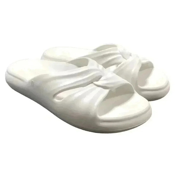 Melissa Free Womens 10 Waterproof Slide Sandals White Flatfoam Twist Vegan - Picture 1 of 10